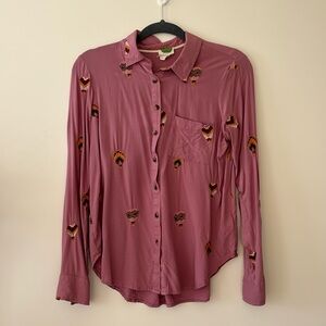 Anthropologie County Fair Embroidered Hot Air Balloon Blouse